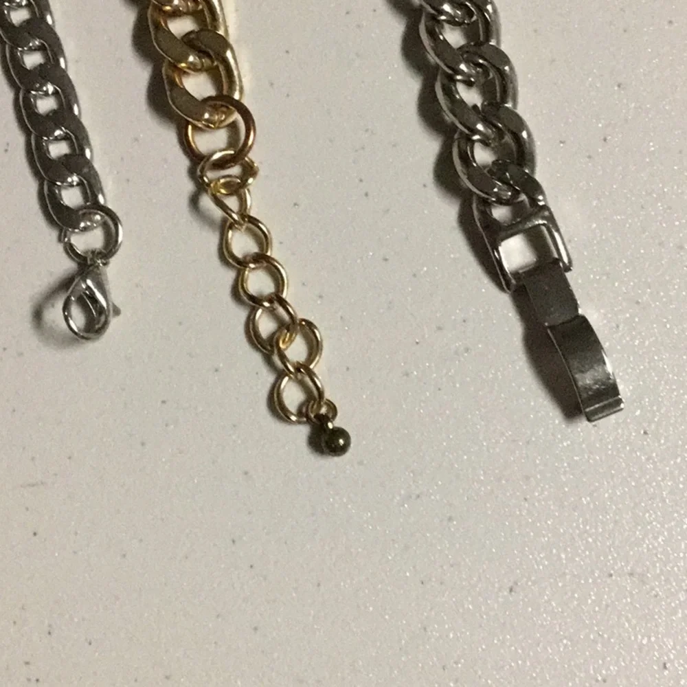 3 MIX CUBAN  LINK CHAIN  UNISEX BRACELET GOLD‎ & SILVER TONED